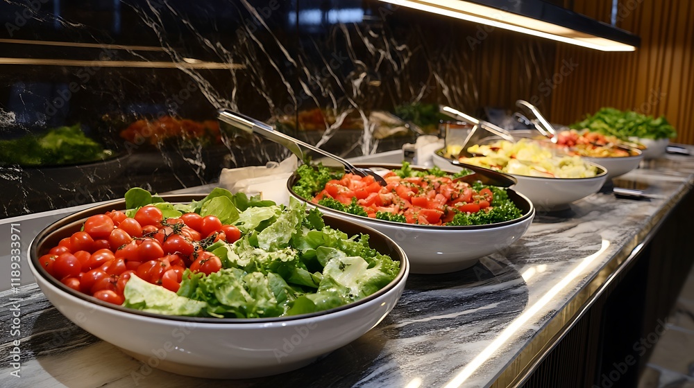 Fototapeta premium Bowl of fresh salad ay a lunch buffet