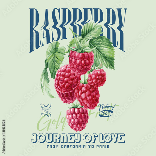 Fruit graphics , raspberry organic fruits, natural sweet , From California to Paris , girls graphic tee print design, women's vector graphics design, food fashion trendy graphics for t-shirt design