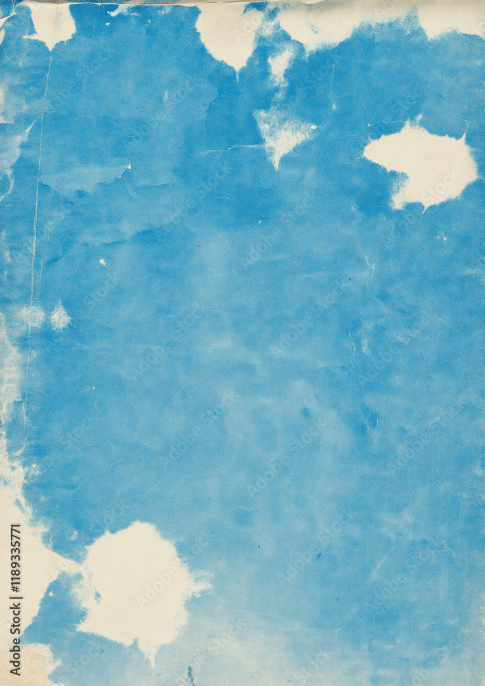 Fototapeta premium Light Blue Watercolor Background with Textured Paper Effect - High Resolution Vertical Wallpaper in Sky Blue and White Tones