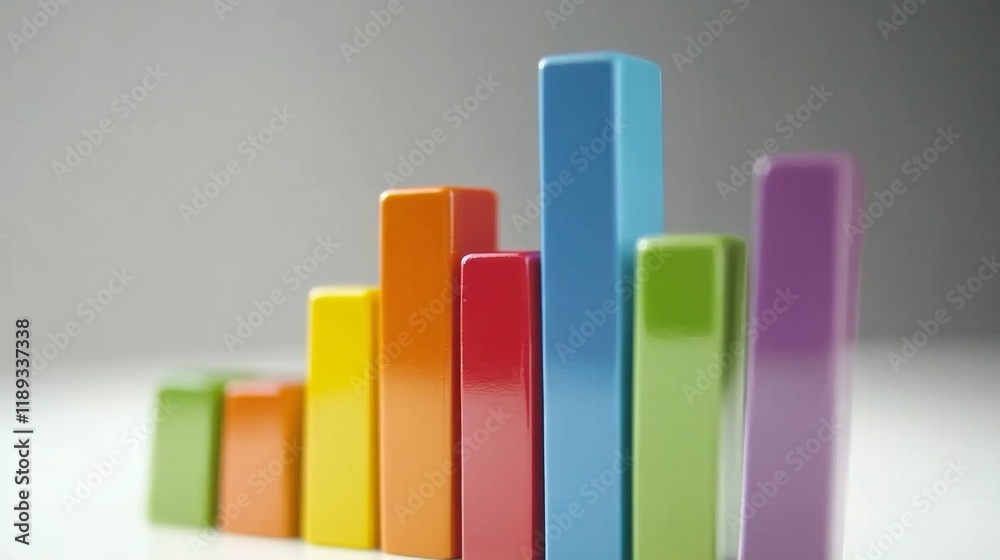 A detailed close-up of a business bar graph with glossy bars, showcasing performance metrics, against a light background with soft focus elements for a professional look. A detailed close-up of a business bar graph with glossy bars, showcasing performance metrics, against a light background with soft focus elements for a professional look.