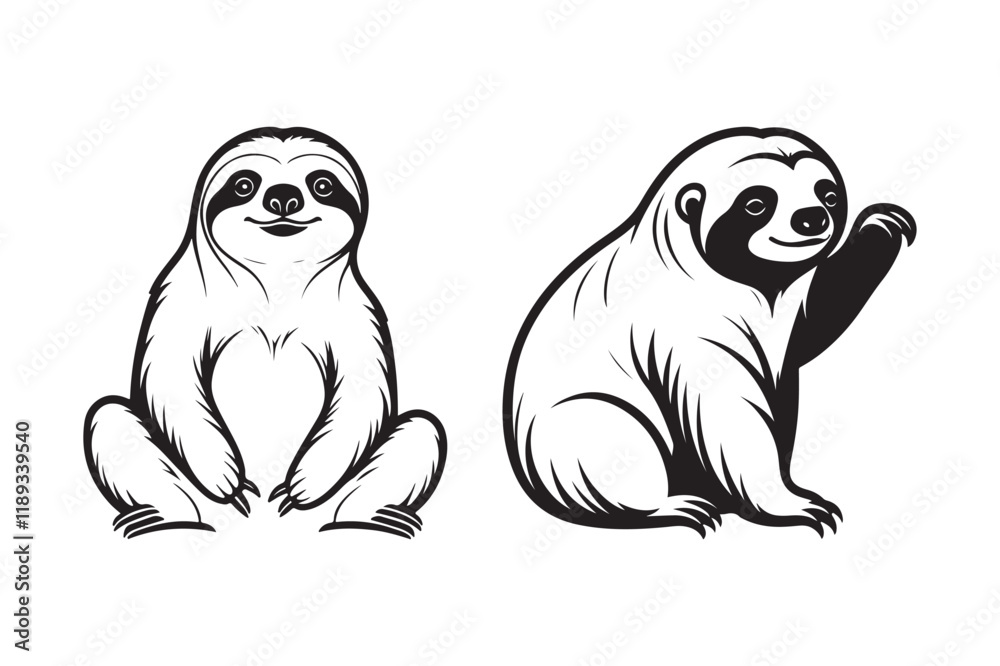 Obraz premium Cute Sloth Vector Illustration for T-Shirt and Craft Designs