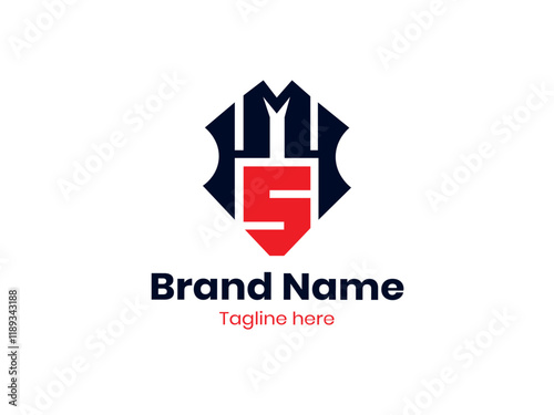 MS logo. M and S design. Vector MS black and red color initial based letter icon logo