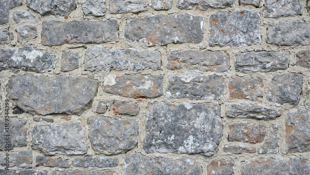 Rustic gray stone wall with irregularly shaped rocks and mortar for a timeless earthy texture Rustic gray stone wall with irregularly shaped rocks and mortar for a timeless earthy texture