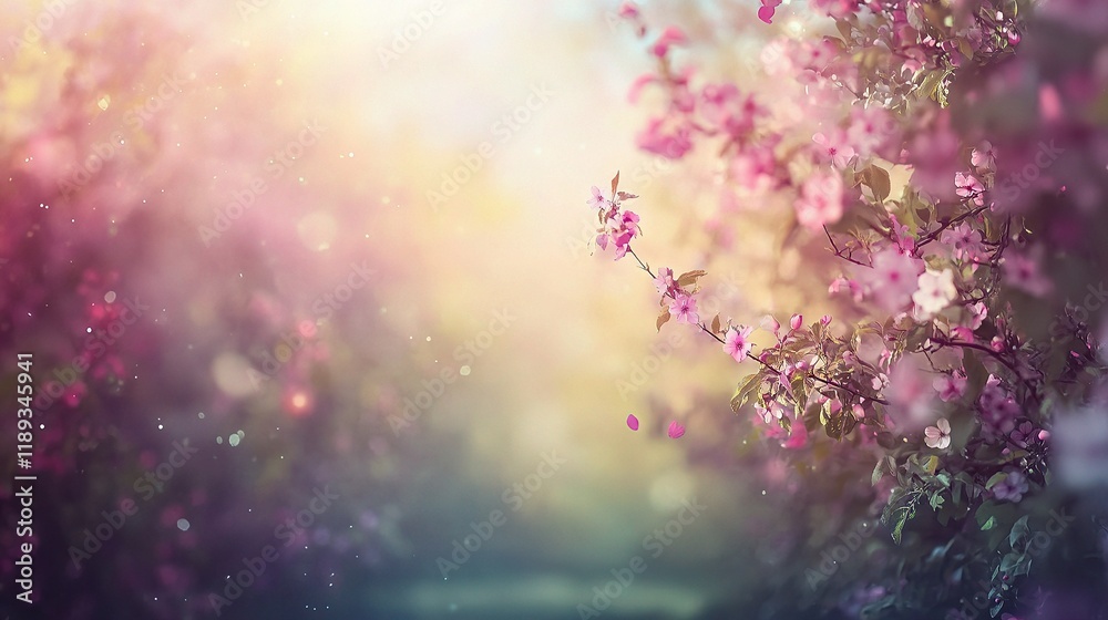 Vibrant Spring Blossoms in Nature: Soft Focus Background Art