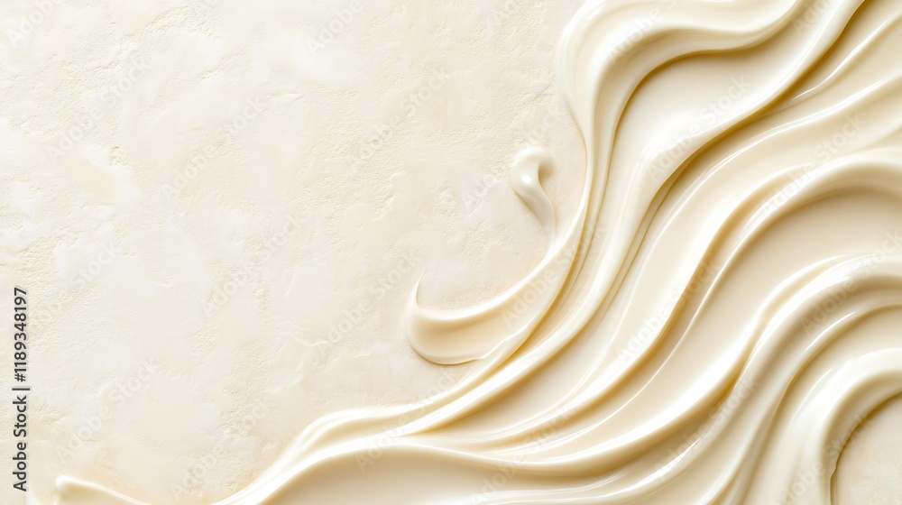 Obraz premium Creamy swirls of lotion on a textured background