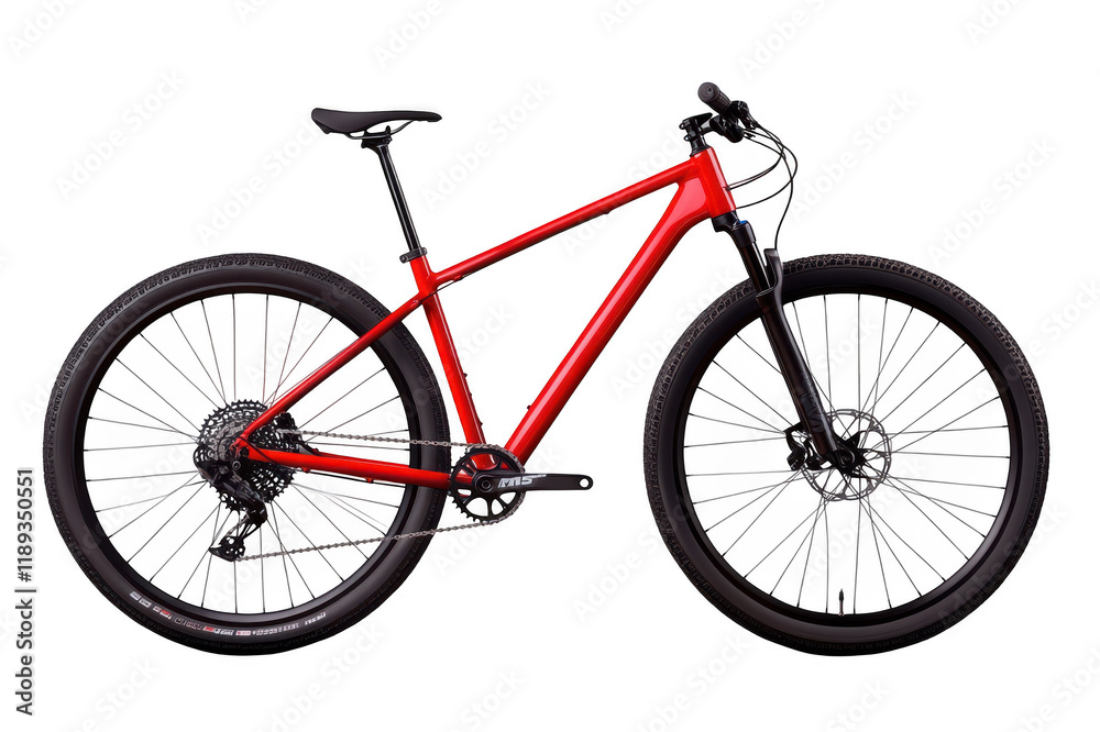 Red mountain bike on transparent background Red mountain bike on transparent background