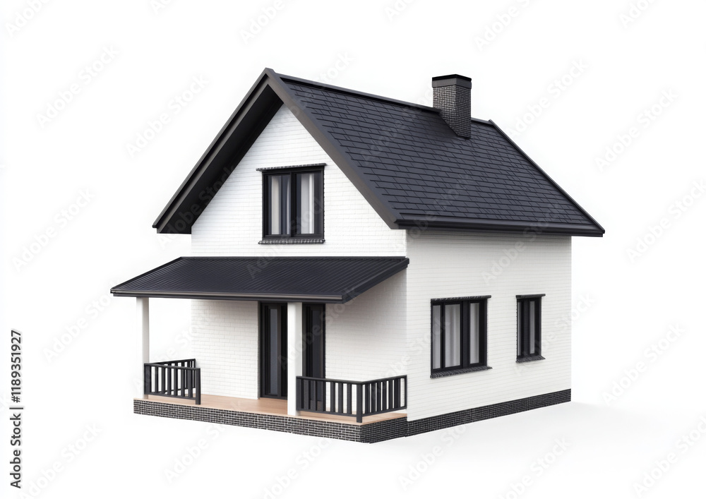House 3d modern style rendering on white background.
House 3d modern style rendering on white background.