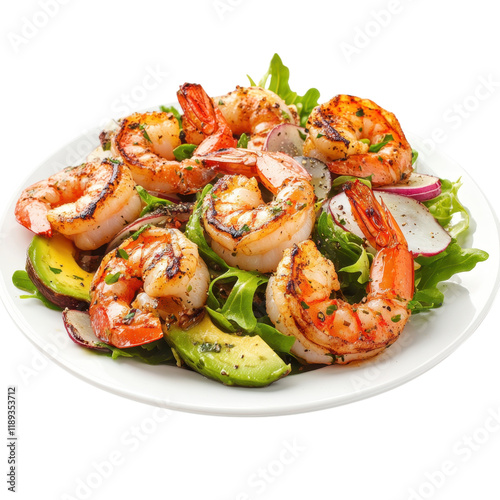 Delicious Grilled Shrimp Salad with Avocado and Radishes A Culinary Delight photo