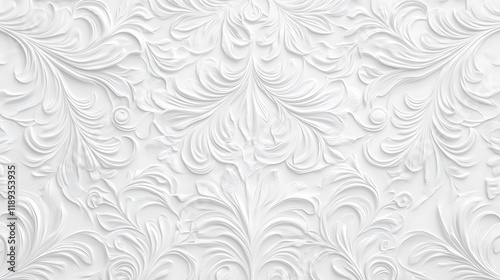 White Embossed Floral Wall Panel Design