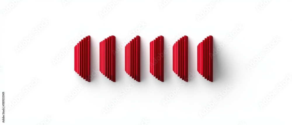 six pieces of red pasta on a white background six pieces of red pasta on a white background