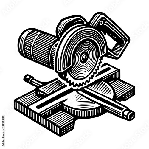 Simple Vector Icon of a Compound miter saws – Logo Design Illustration