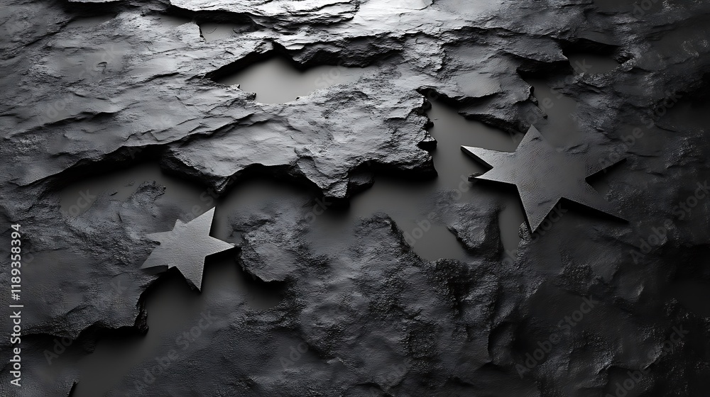 Abstract Black Rock Surface With Stars Abstract Black Rock Surface With Stars