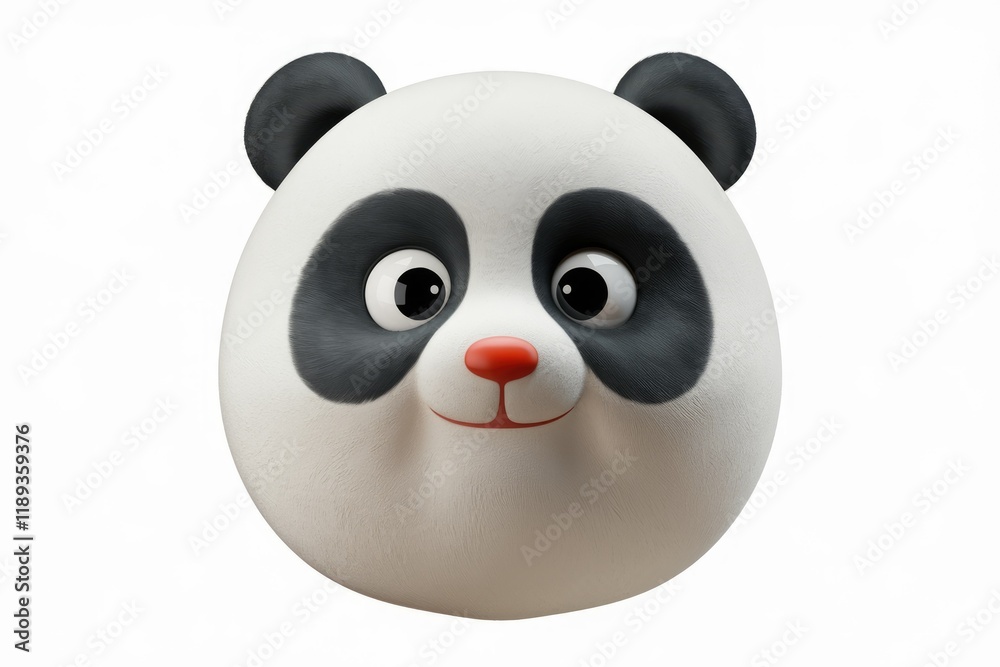 Fototapeta premium Adorable 3D rendered panda face, round, fluffy, cute expression.
