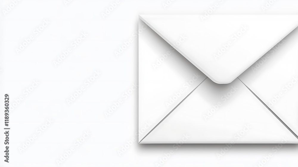 A Single White Envelope on a White Background A Single White Envelope on a White Background