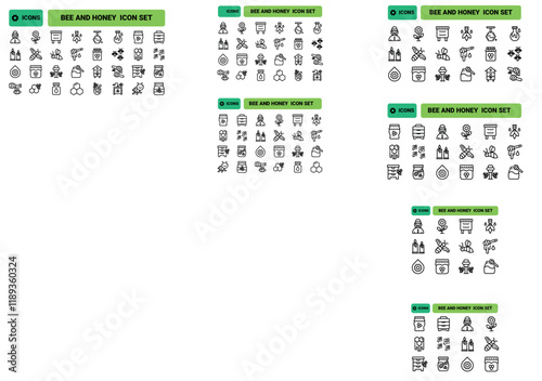 Honey line design style icons set. Outline Honey icons pack. Editable vector icon.