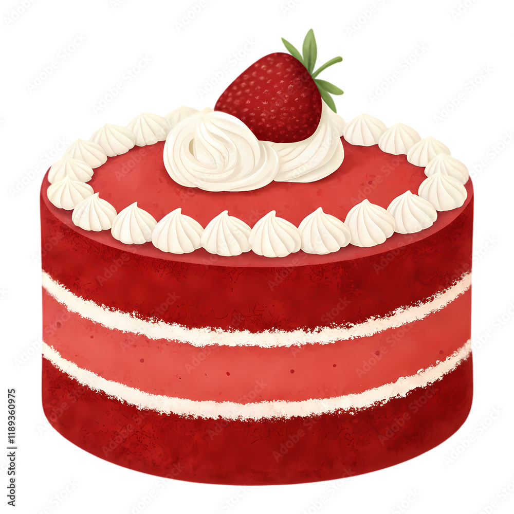 Delicious Red Velvet Cake with Cream and Strawberry food sweet white tasty bakery pastry baking Delicious Red Velvet Cake with Cream and Strawberry food sweet white tasty bakery pastry baking