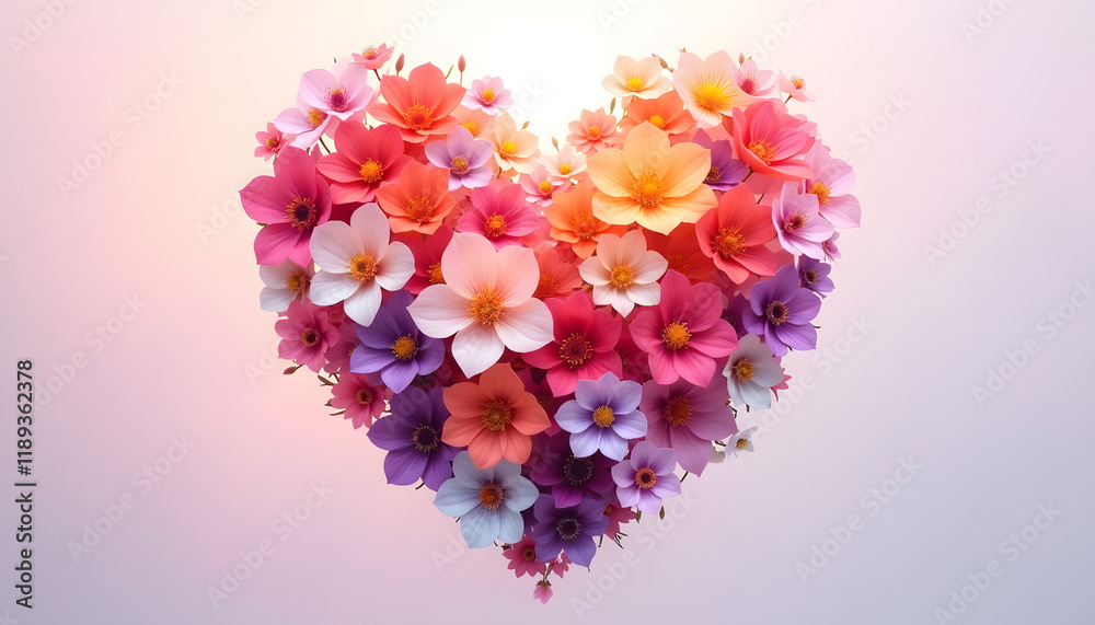 Obraz premium Vector image of a heart made of flowers