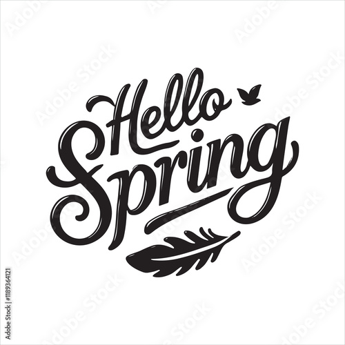 Hello spring text as logotype icon, postcard, card, invitation, and banner template. Special spring sale typography vector illustration.