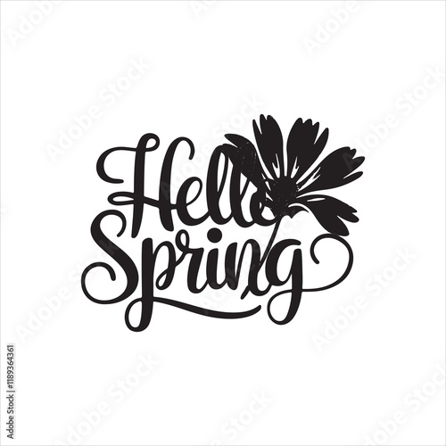 Hello spring text as logotype icon, postcard, card, invitation, and banner template. Special spring sale typography vector illustration.