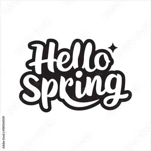 Hello spring text as logotype icon, postcard, card, invitation, and banner template. Special spring sale typography vector illustration.