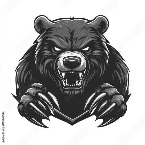 Wallpaper Mural Angry bear claws logo, white background, graphic design Torontodigital.ca