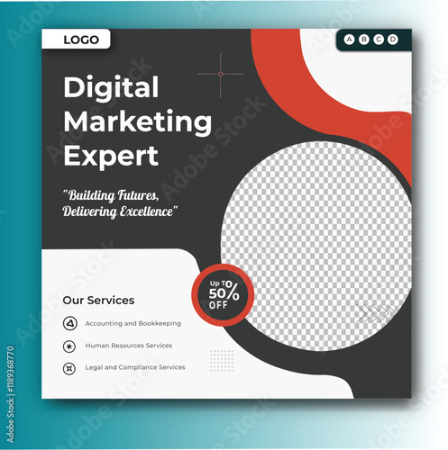 Digital marketing and corporate business service social media post banner template design
