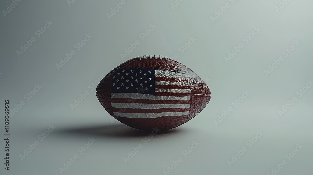 A football featuring the American flag, symbolizing patriotism and sports culture. A football featuring the American flag, symbolizing patriotism and sports culture.