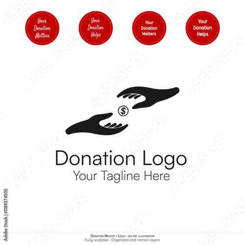 Creative and professional donation logo for charities, fundraising, and nonprofit organizations.