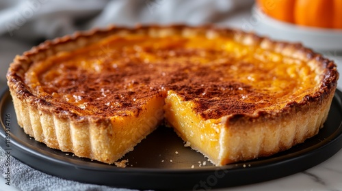 Delicious homemade pumpkin pie with a flaky crust perfect for autumn gatherin...