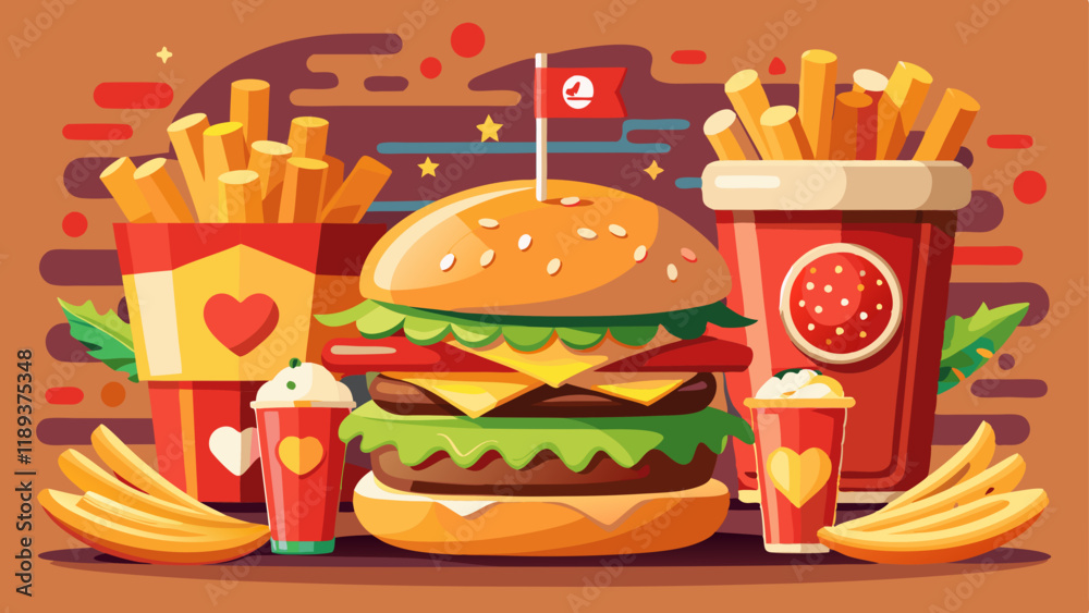 Double Cheeseburger Hamburger Menu Menü Menue Pommes Frites Get