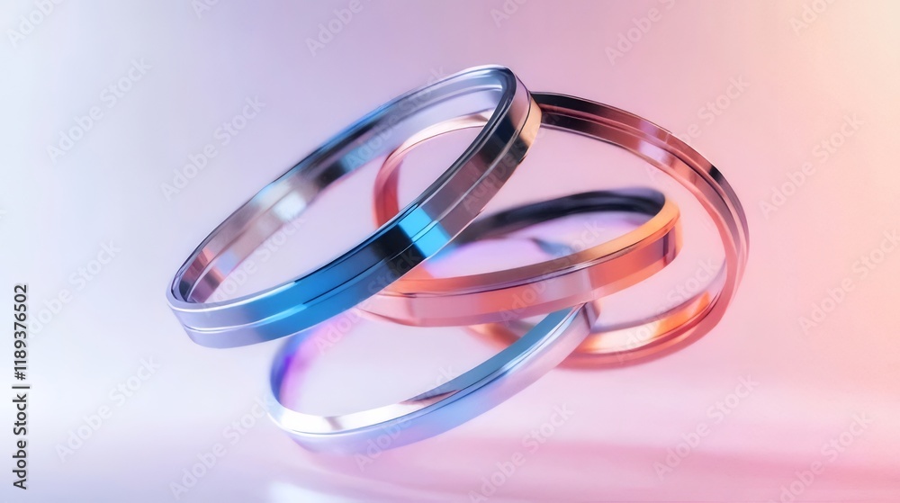 Abstract metallic rings, vibrant colors, modern design. Abstract metallic rings, vibrant colors, modern design.