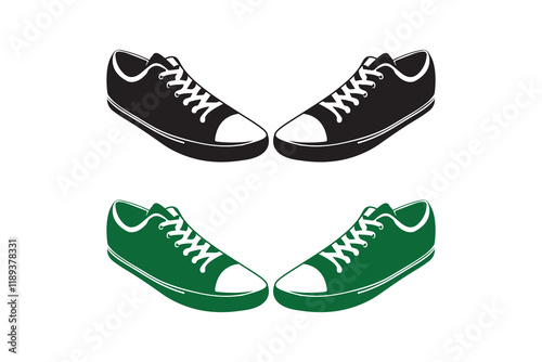 sneaker shoes silhouettes with white background, Classic Casual Sneakers, suitable for your custom Leather Tennis Shoes design