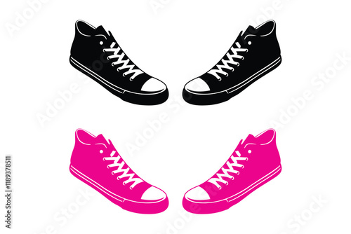 sneaker shoes silhouettes with white background, Classic Casual Sneakers, suitable for your custom Leather Tennis Shoes design