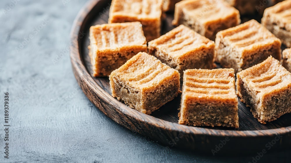 brown sugar for vegan and oatmeal. Delicious sweets arranged on a wooden plate. brown sugar for vegan and oatmeal. Delicious sweets arranged on a wooden plate.