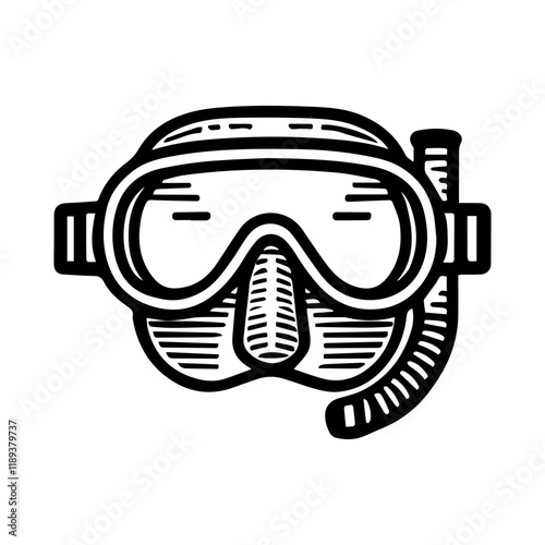 Simple Vector Icon of a Diving Mask – Logo Design Illustration