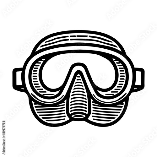 Simple Vector Icon of a Diving Mask – Logo Design Illustration
