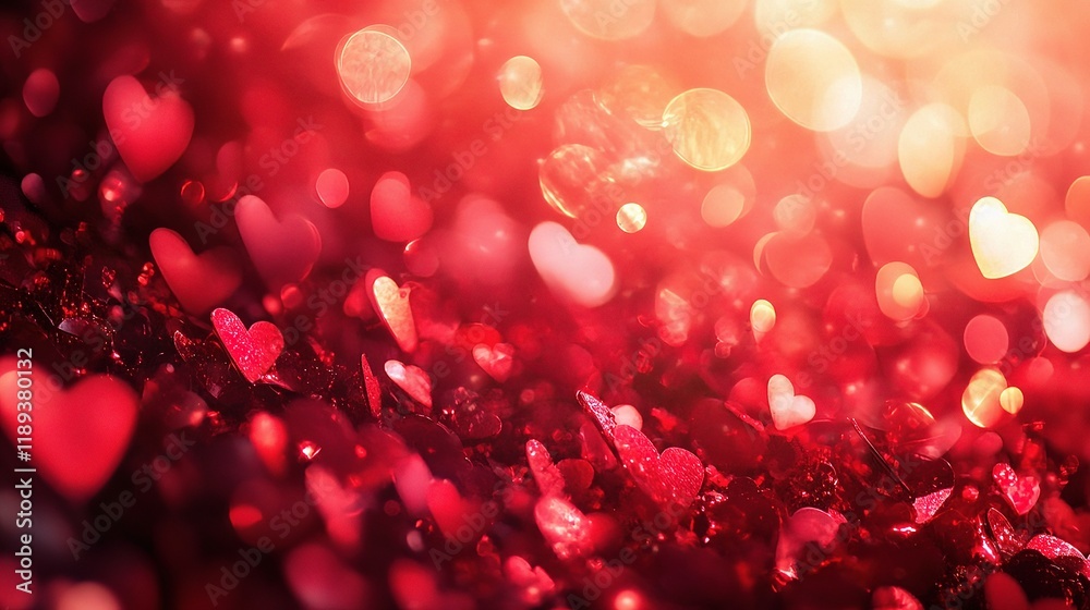 Abstract Vibrant Red Hearts on a Bright Red Background