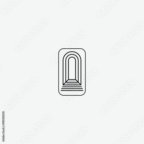 Antique arch logo, Historic Niche door icon vector in vintage minimal style design