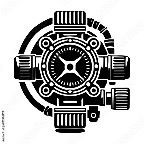 Simple Vector Icon of a Diving Regulator – Logo Design Illustration