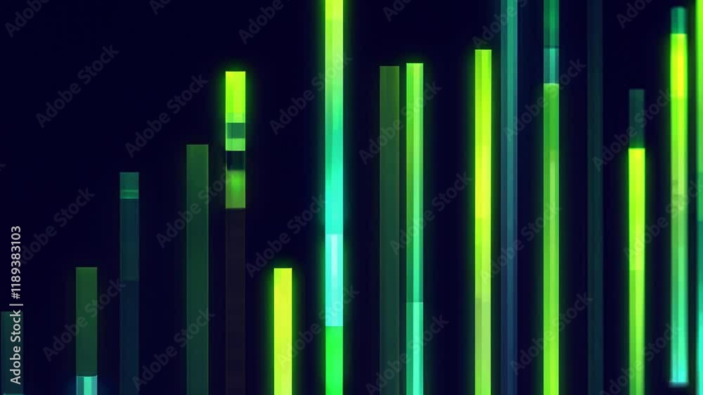 Abstract digital patterns with vibrant green and blue vertical elements create a modern, energetic design. Abstract digital patterns with vibrant green and blue vertical elements create a modern, energetic design.