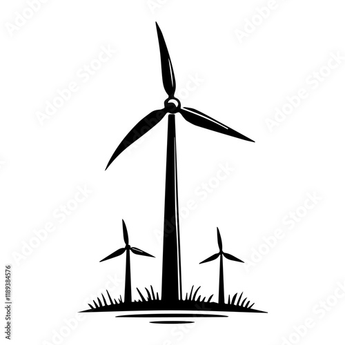 Simple Vector Icon of a Wind turbines – Logo Design Illustration