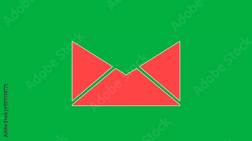Letter mail message animation geometric background with triangles greenscreen 