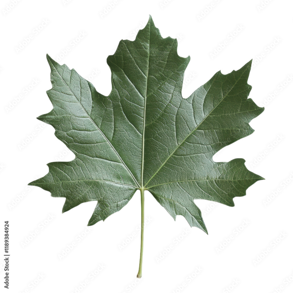 Single Dark Green Maple Leaf on White Background Nature Botany Ecology Single Dark Green Maple Leaf on White Background Nature Botany Ecology