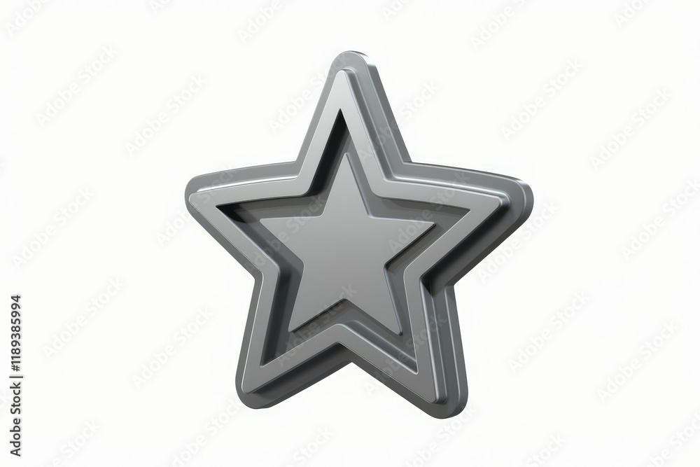 Obraz premium A 3D rendered metallic star, layered and shiny, symbolizes excellence, achievement, and rating.
