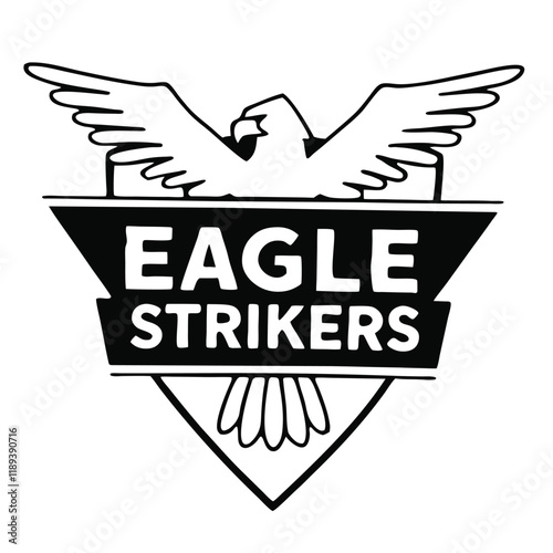 Eagle Strikers logo vector design features a sleek and bold emblem perfect for sports teams and business branding. A modern and dynamic graphic ideal for any professional purpose.
