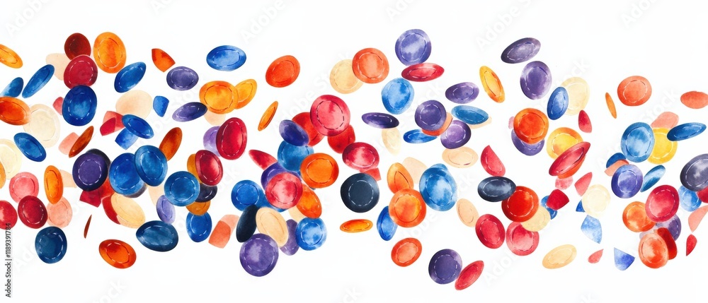 colorful confetti floating on a white background colorful confetti floating on a white background