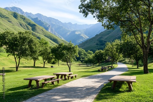 Mountain park picnic area path