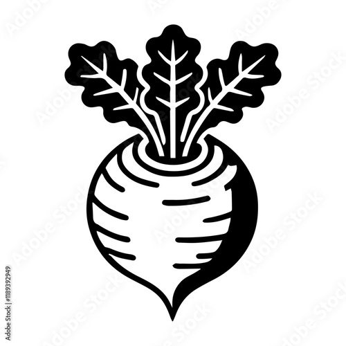 Simple Vector Icon of a Turnip – Logo Design Illustration
