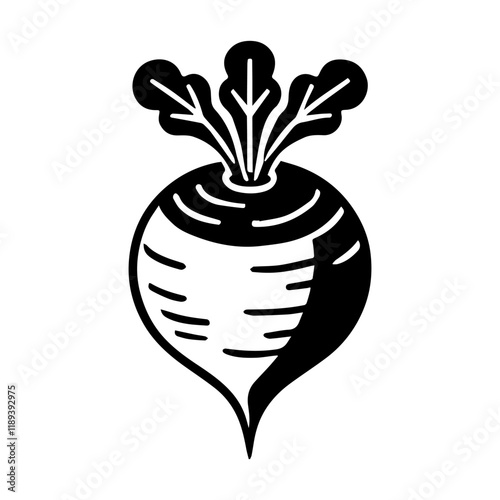 Simple Vector Icon of a Turnip – Logo Design Illustration