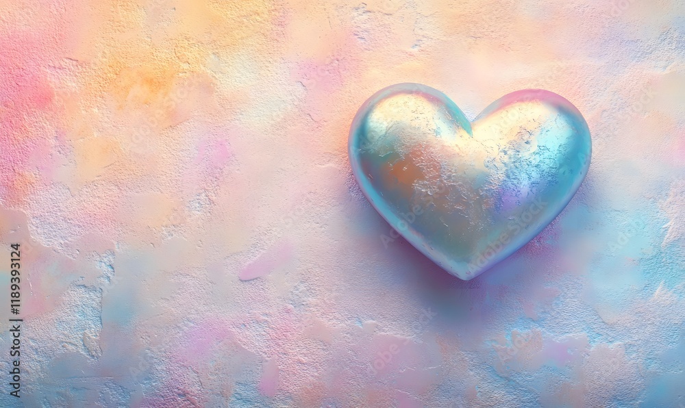 Iridescent heart on pastel background. Iridescent heart on pastel background.